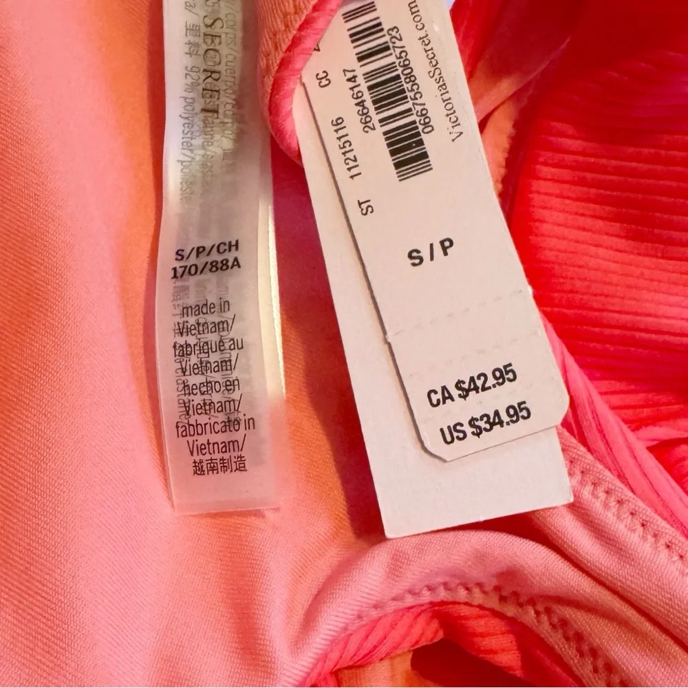 Victoria's Secret Coral Blaze Ribbed Bikini Swim Set Small